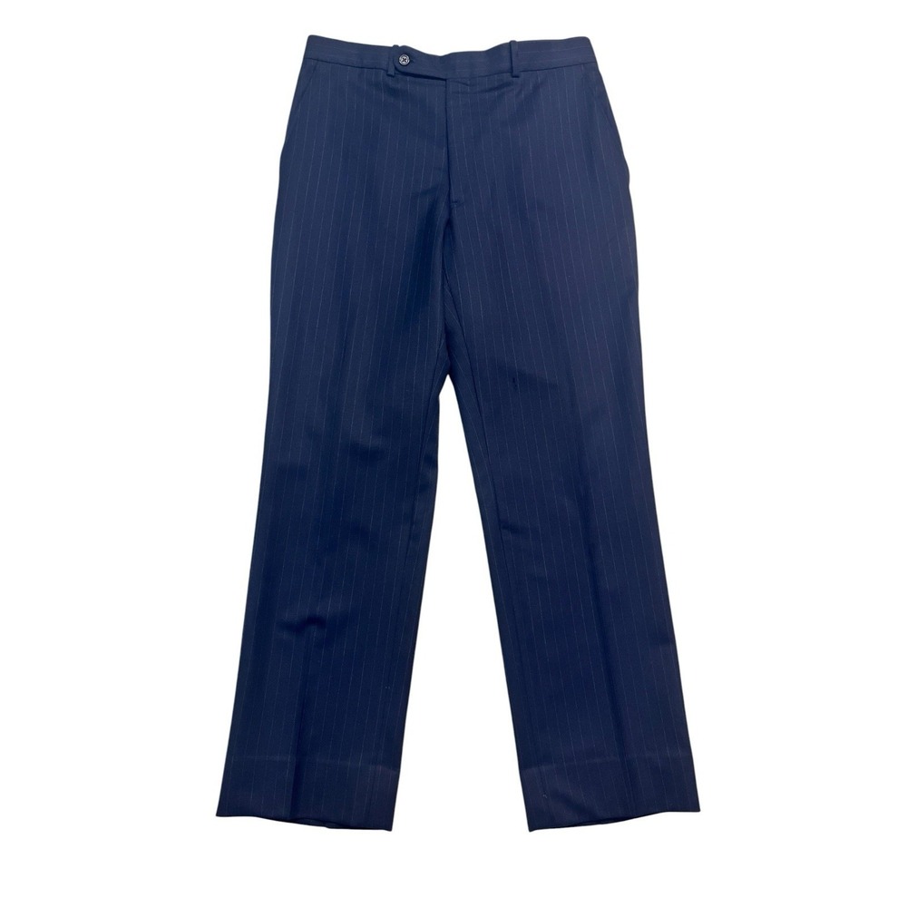 Tom James 34x30 Navy Blue Pinstripe Dress Suit Pants Trousers Wool Flat‎ Front